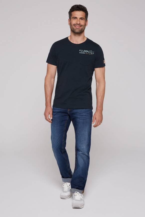 Soccx T-Shirt mit Brusttasche und Rücken-Artwork blue navy Neueste Stile