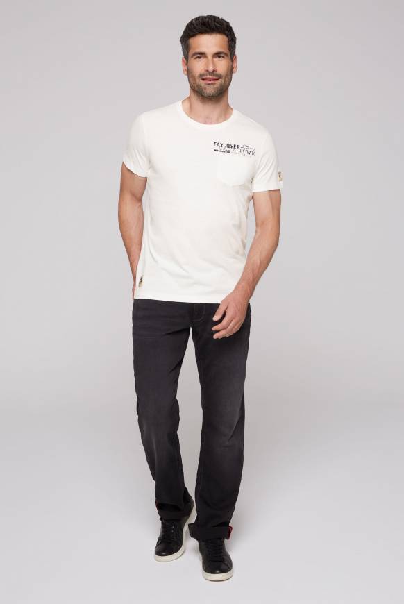 Soccx T-Shirt mit Brusttasche und Rücken-Artwork ivory Letzte 2 Tage