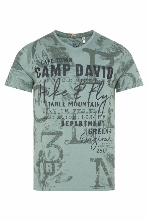 Soccx T-Shirt V-Neck mit All Over Print teal Zeitbegrenzte Promotion