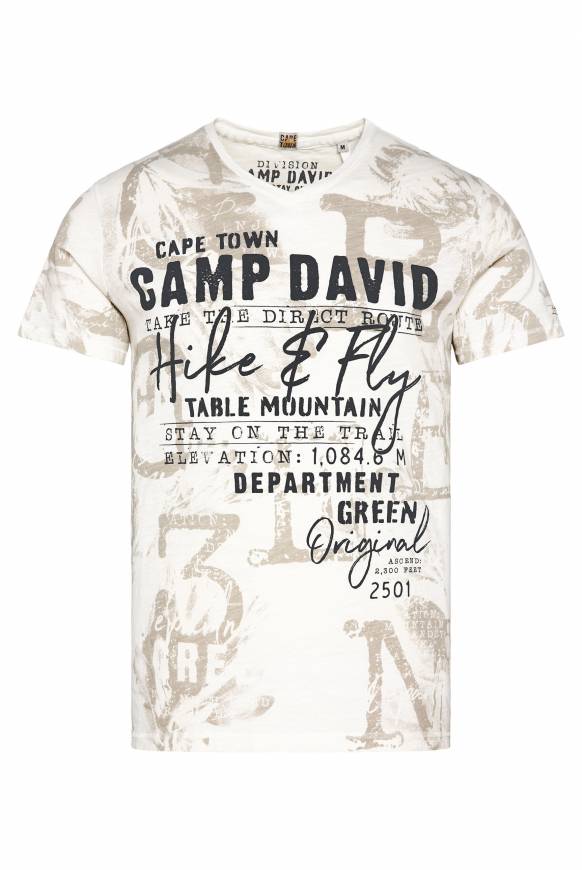 Soccx T-Shirt V-Neck mit All Over Print ivory Bis zu 50% Rabatt