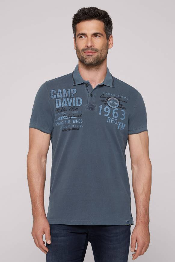 Soccx Pikee-Polo mit Logo-Applikationen blue navy