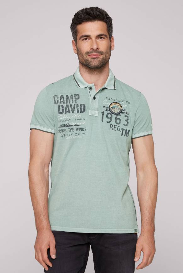Soccx Pikee-Polo mit Logo-Applikationen teal