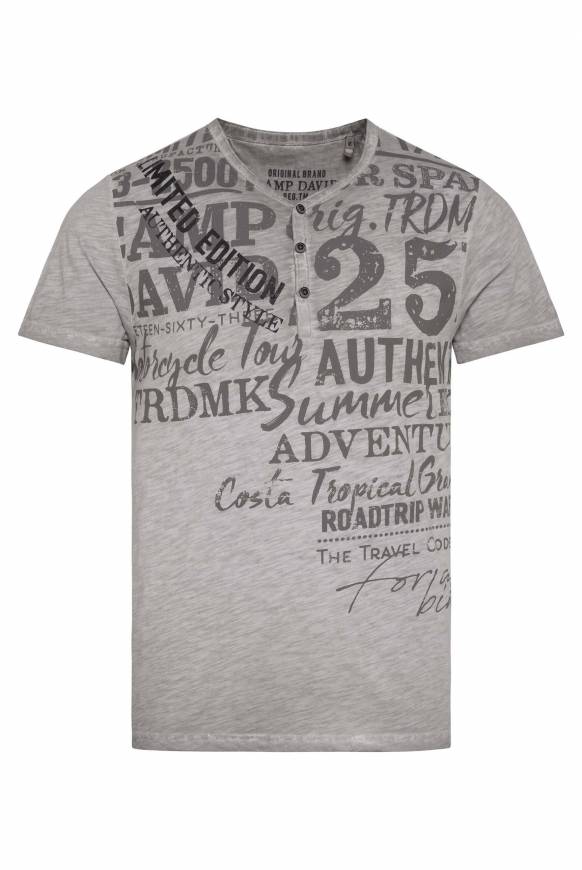 Soccx Henley-Shirt mit Artwork im Used Look shadow M 50% Rabatt mit kostenlosem Versand