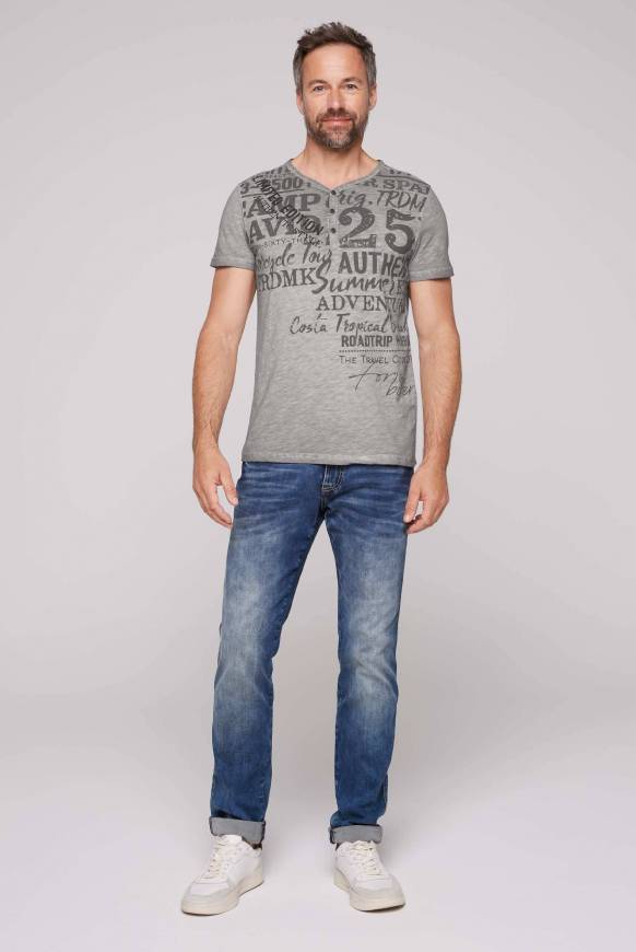 Soccx Henley-Shirt mit Artwork im Used Look shadow M 50% Rabatt mit kostenlosem Versand