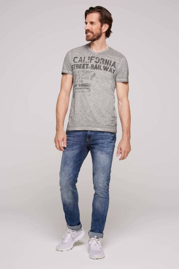 Soccx T-Shirt mit V-Neck im Vintage Style shadow M Rabatte dieses Monats