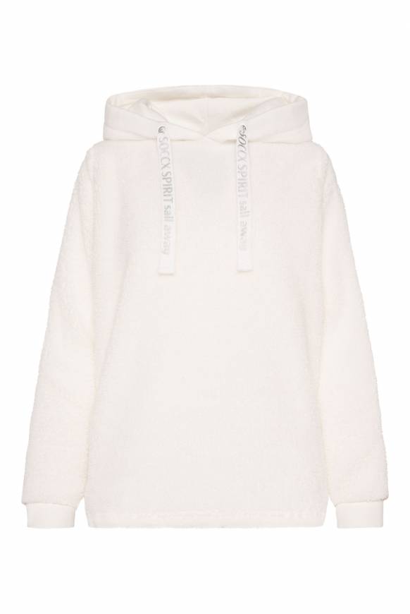 Soccx Hoodie aus Teddyplüsch mit Sweatkapuze ivory Verkauf