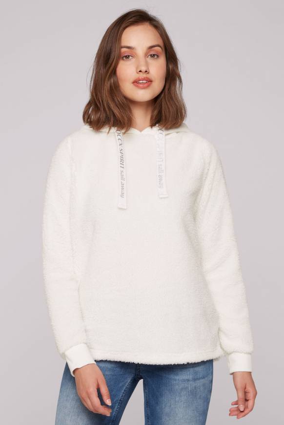 Soccx Hoodie aus Teddyplüsch mit Sweatkapuze ivory Verkauf