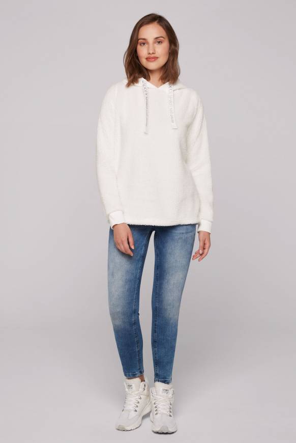 Soccx Hoodie aus Teddyplüsch mit Sweatkapuze ivory Verkauf