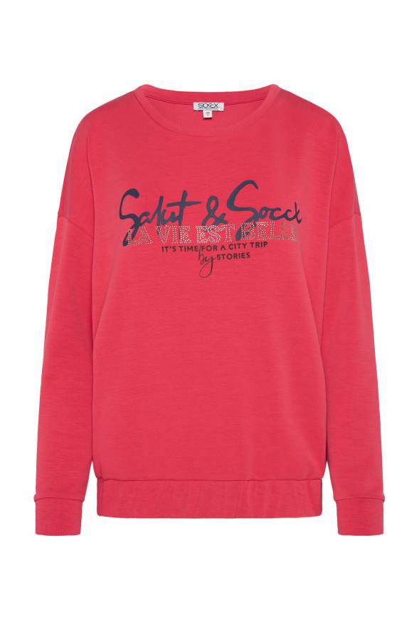 Soccx Sweatshirt mit Gummizugsaum pinky red Hotsell