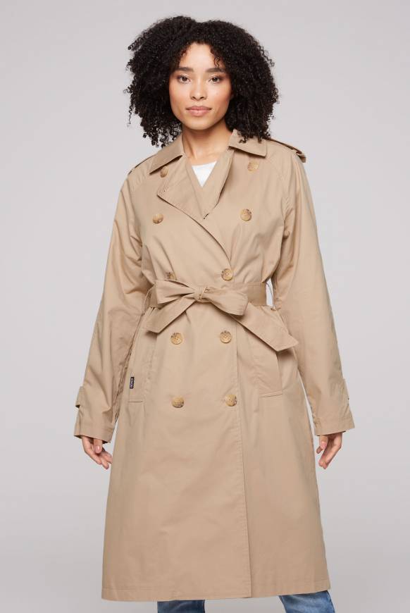 Soccx Trenchcoat mit Bindegürtel dark stone beige Schlussverkauf