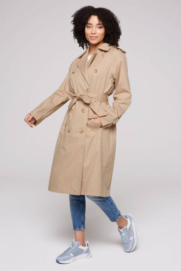 Soccx Trenchcoat mit Bindegürtel dark stone beige Schlussverkauf