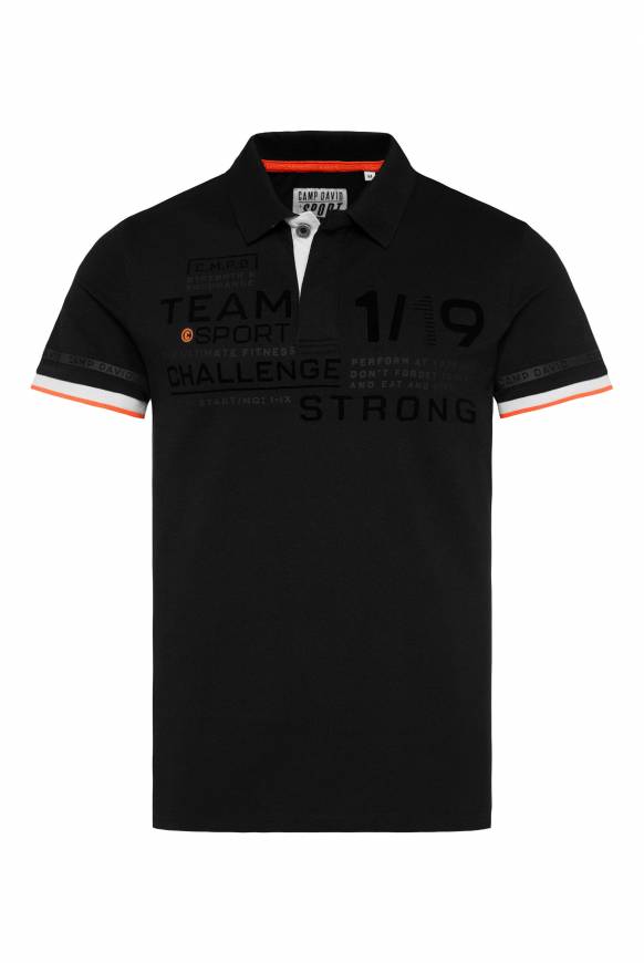 Soccx Pikee-Polo mit Flockprint black Günstiger Verkauf