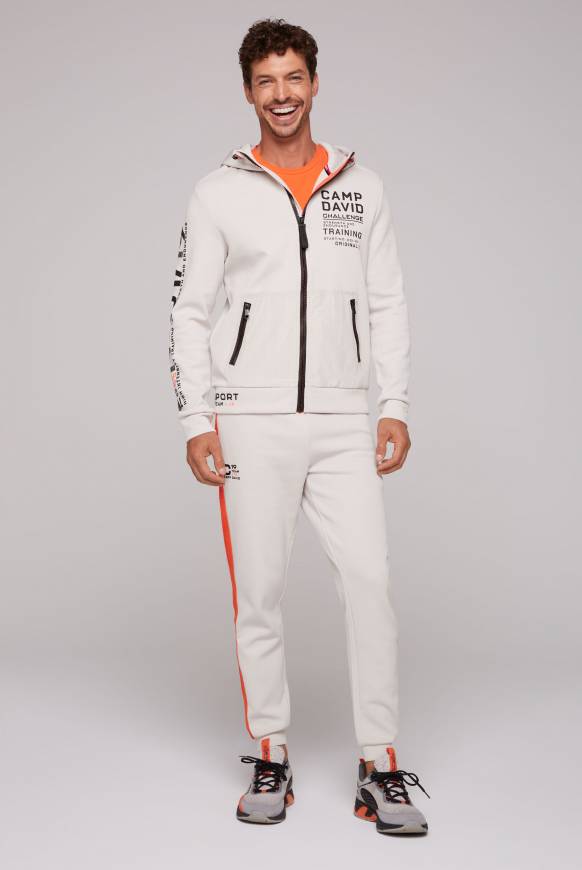 Soccx Kapuzensweatjacke im Materialmix mit Rubber Prints shell Fabrikverkauf