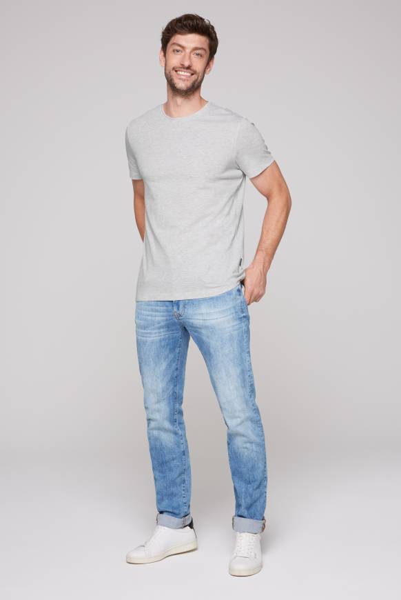 Soccx Basic T-Shirt Rundhals 2er-Pack grey melange Günstig kaufen