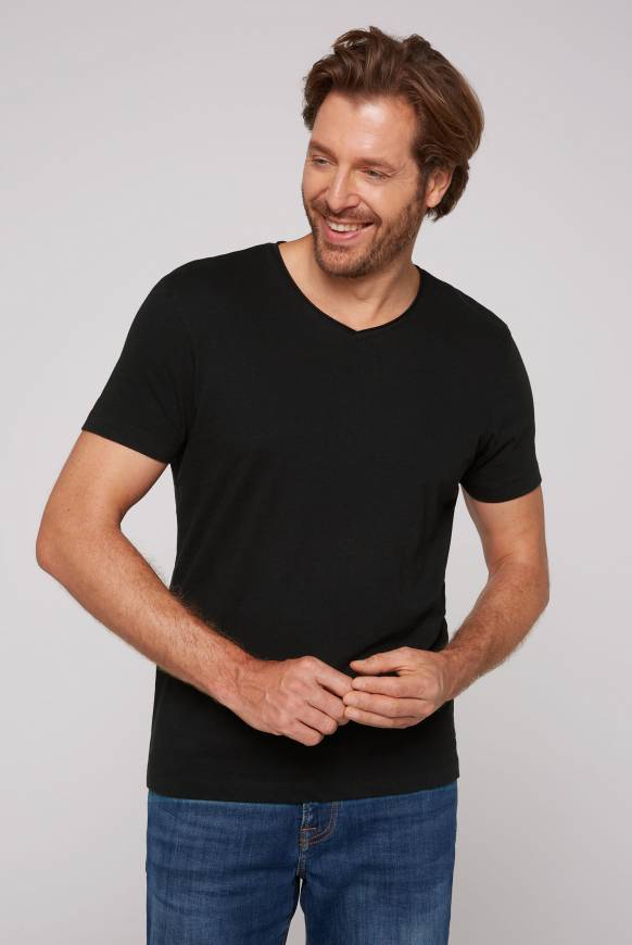Soccx Basic T-Shirt V-Neck 2er-Pack black Großer Ausverkauf