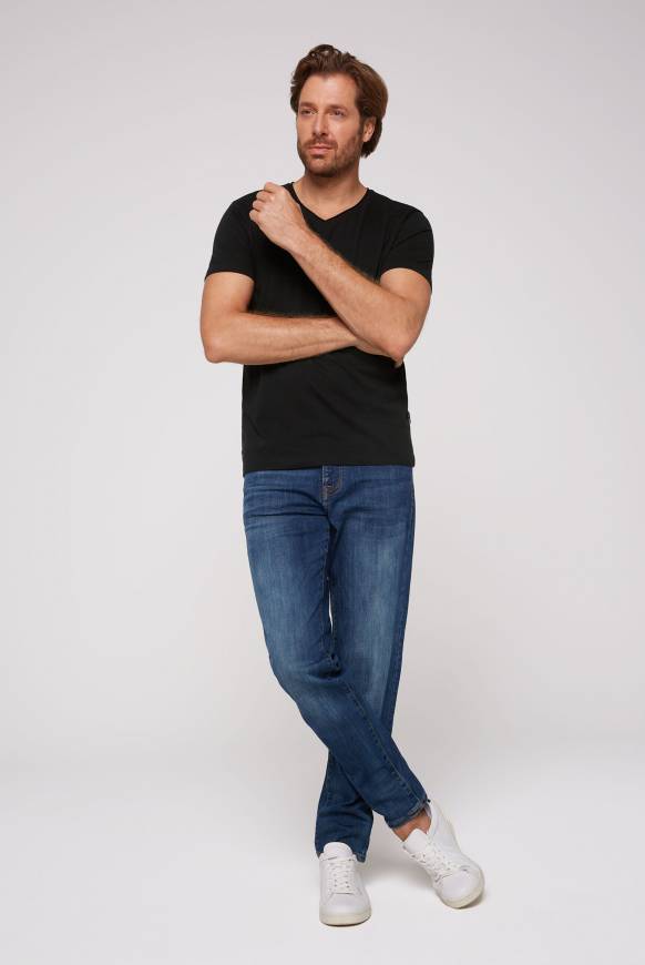 Soccx Basic T-Shirt V-Neck 2er-Pack black Großer Ausverkauf