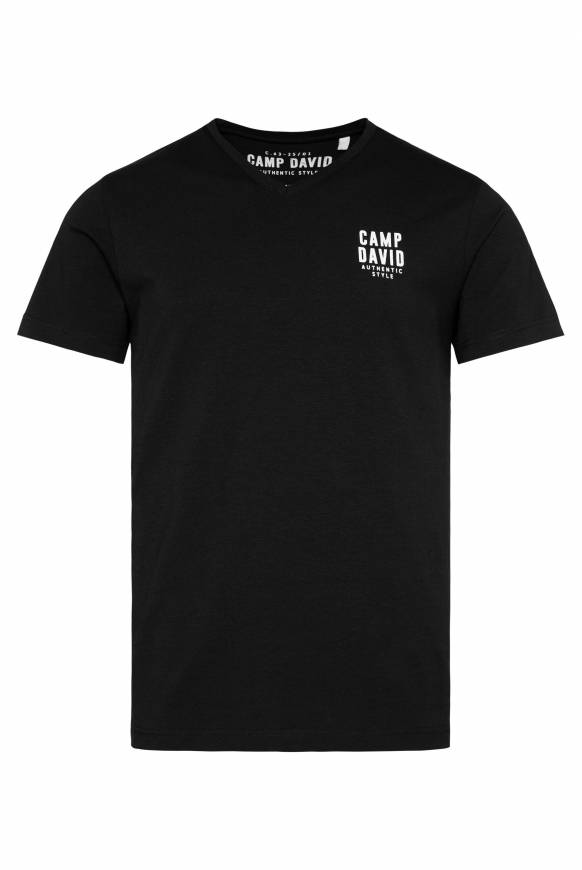 Soccx Basic T-Shirt V-Neck mit Logo Print black Online Shopping