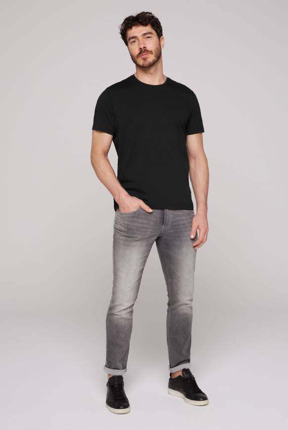 Soccx Basic T-Shirt mit Rundhalsausschnitt, Doppelpack black / black Weihnachtsangebot