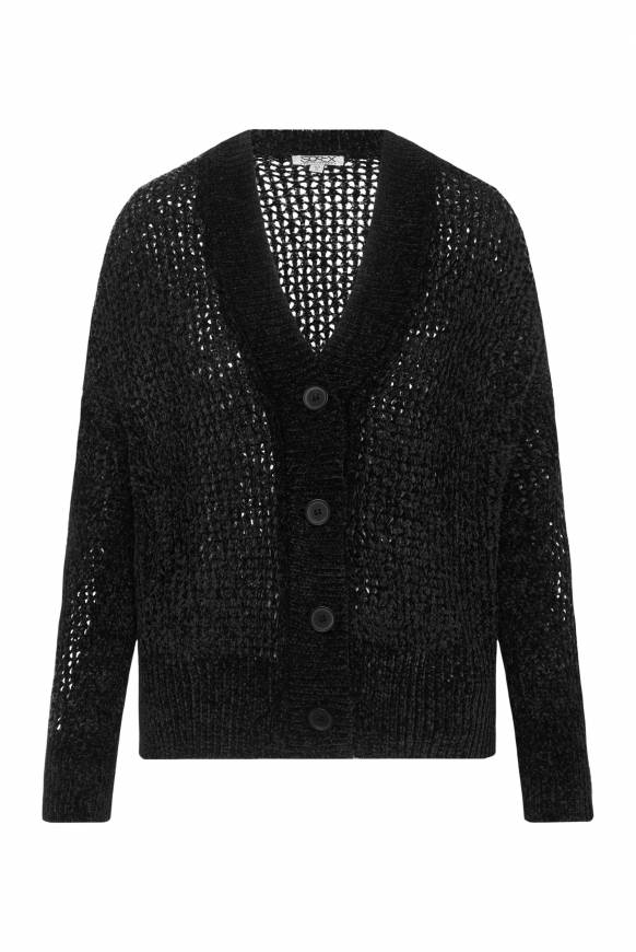 Soccx Chenille-Cardigan mit Strickmuster black Große Rabatte
