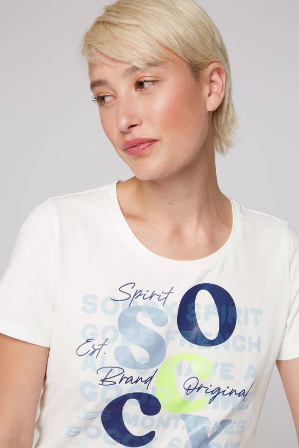 Soccx T-Shirt mit Rundhalsausschnitt und Print ivory Räumungsverkauf
