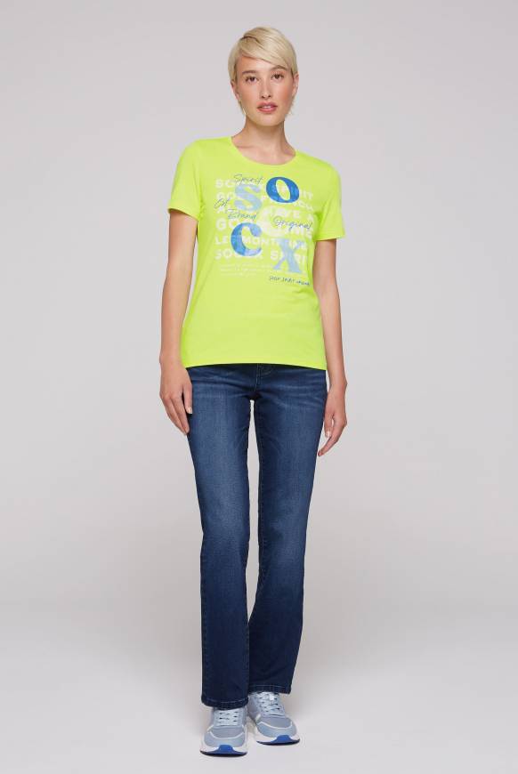 Soccx T-Shirt mit Rundhalsausschnitt und Print yellow lime Kauf eins, bekomm eins gratis