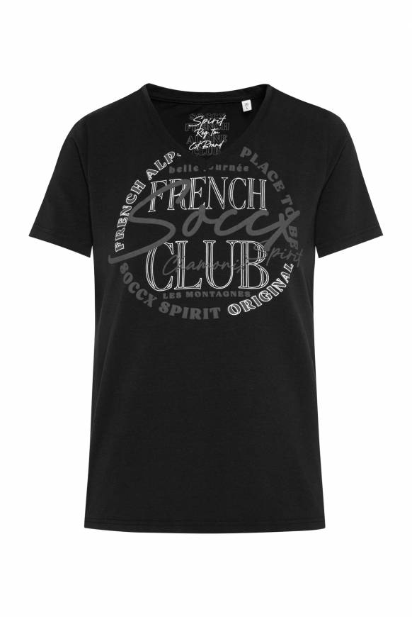 Soccx T-Shirt mit V-Ausschnitt und Print black Tägliche Deals