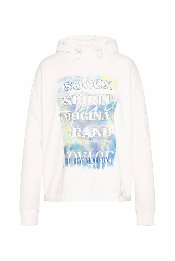 Soccx Sweatshirt mit Kapuze und Print Artwork ivory Kostenlose Rückgabe
