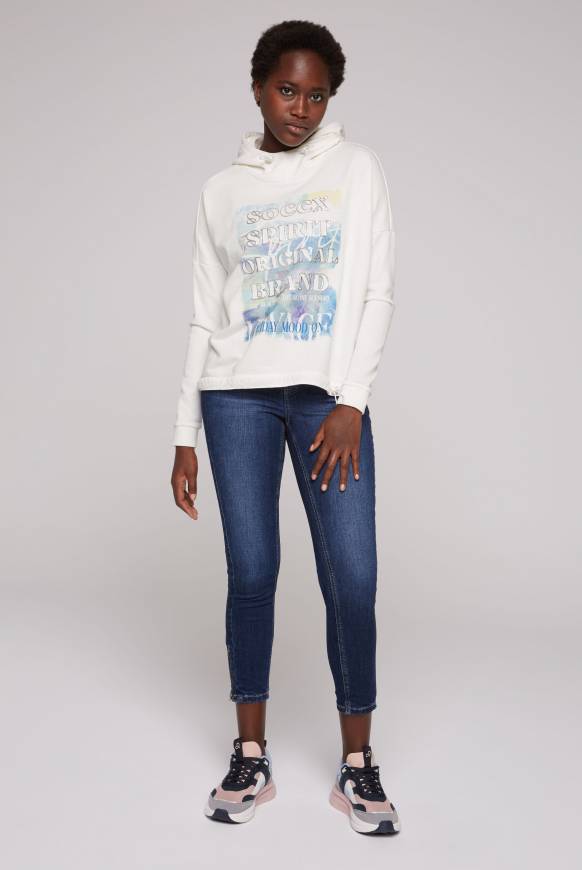 Soccx Sweatshirt mit Kapuze und Print Artwork ivory Kostenlose Rückgabe