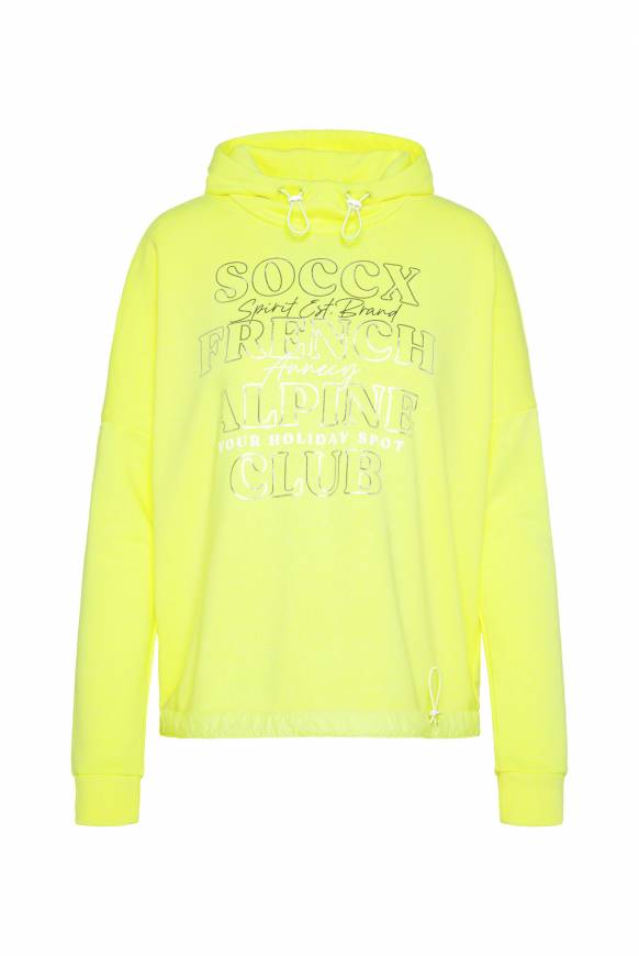 Soccx Sweatshirt mit Kapuze und Print Artwork yellow lime Begrenzte Freigabe