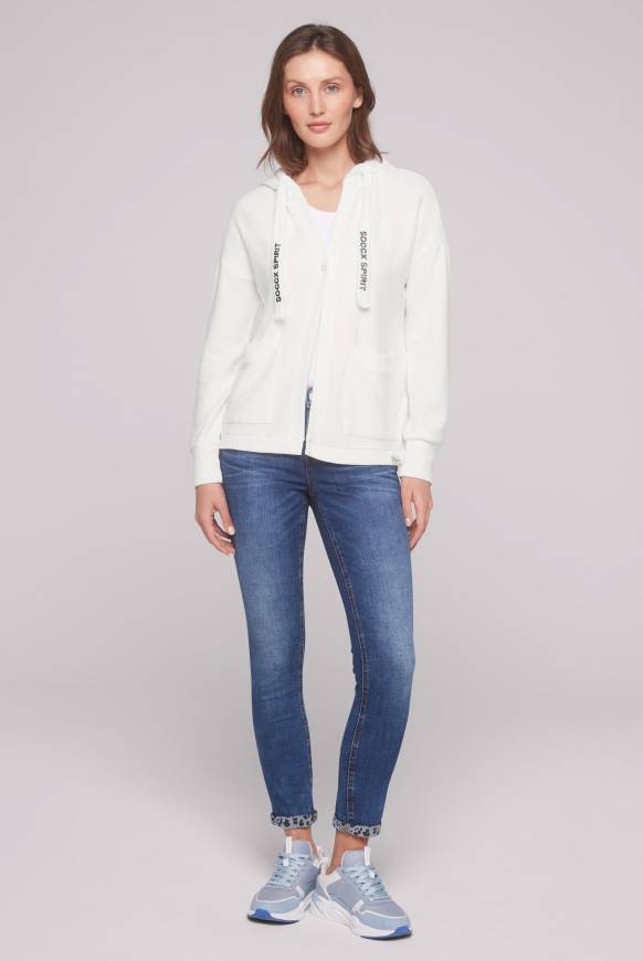 Soccx Offener Kurz-Cardigan mit Kapuze ivory JETZT KAUFEN