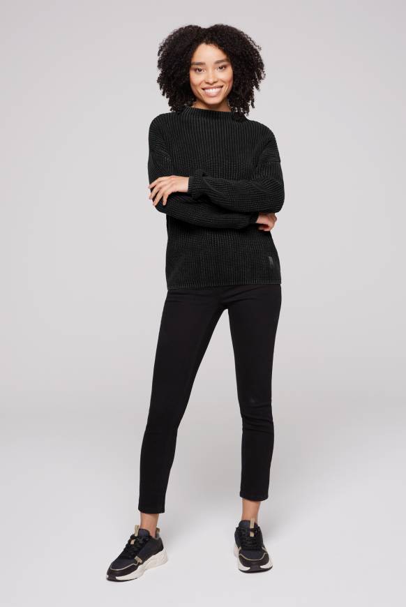 Soccx Rippstrickpullover Stone Washed black Neueste Stile