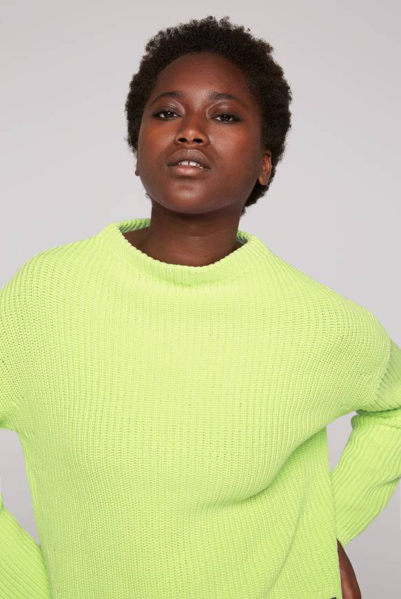 Soccx Rippstrickpullover Stone Washed yellow lime Letzte 2 Tage