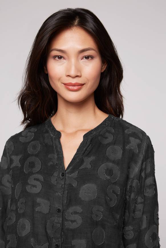 Soccx Bluse Oil Dyed mit Intarsia-Muster black Bis zu 50% Rabatt