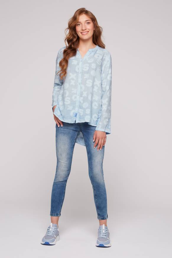 Soccx Bluse Oil Dyed mit Intarsia-Muster cool blue Bis zu 60% Rabatt