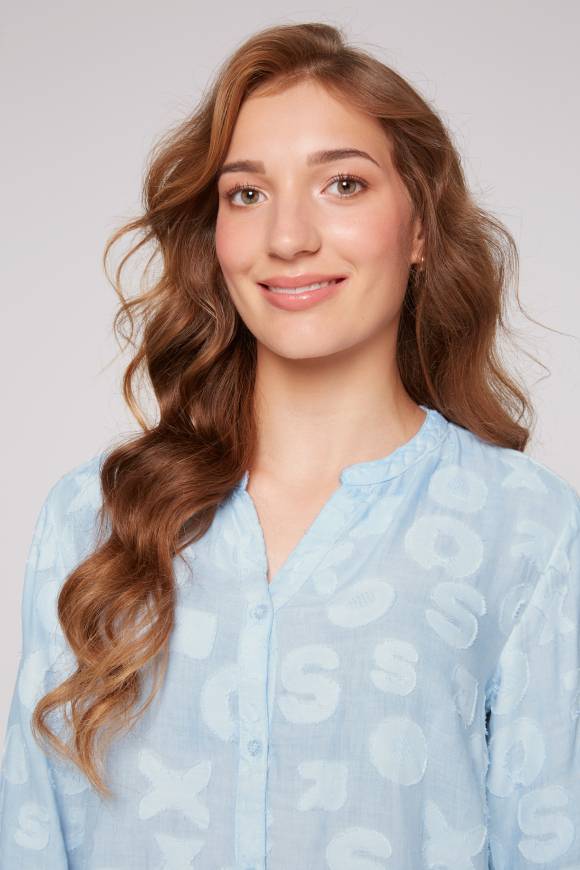 Soccx Bluse Oil Dyed mit Intarsia-Muster cool blue Bis zu 60% Rabatt