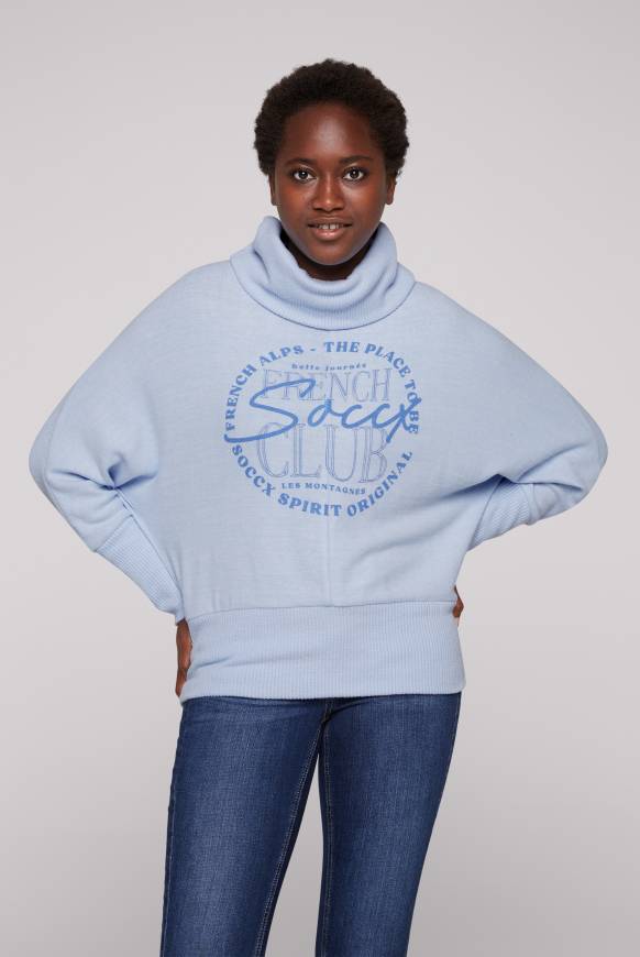 Soccx Rollkragenpullover mit Fledermausärmeln cool blue