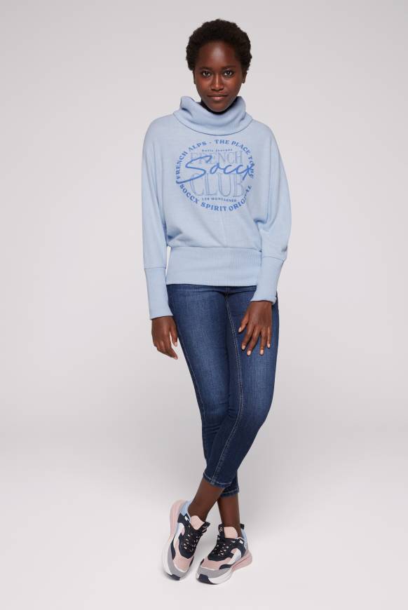Soccx Rollkragenpullover mit Fledermausärmeln cool blue Sonderangebot der Fabrik