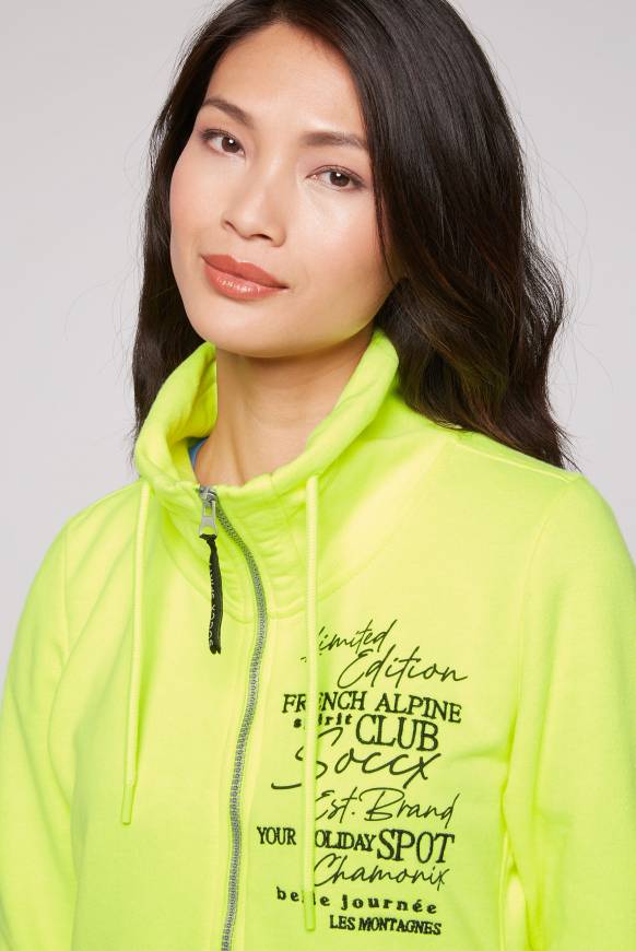 Soccx Lange Sweatjacke mit hohem Kragen yellow lime Vierteljährliche Förderung