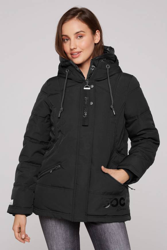 Soccx Steppjacke mit Kapuzen-Layering black