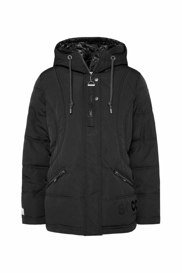 Soccx Steppjacke mit Kapuzen-Layering black Super Rabatt