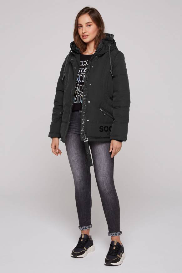 Soccx Steppjacke mit Kapuzen-Layering black Super Rabatt