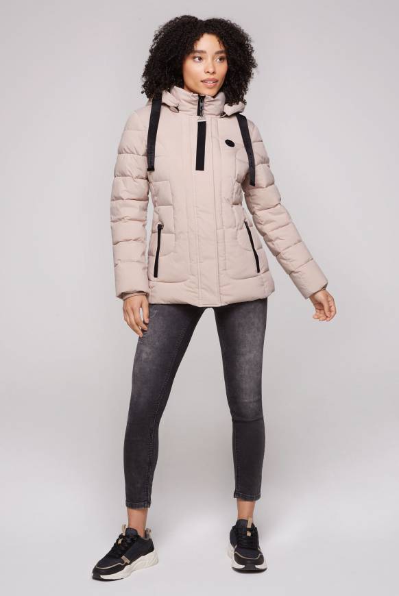 Soccx Puffer-Jacke mit abtrennbarer Kapuze light beige Clearance-Verkauf