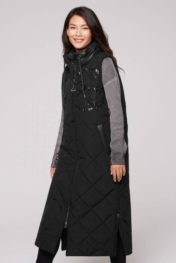 Soccx Lange Steppweste mit Shiny-Details black Begrenzt auf 3 Tage