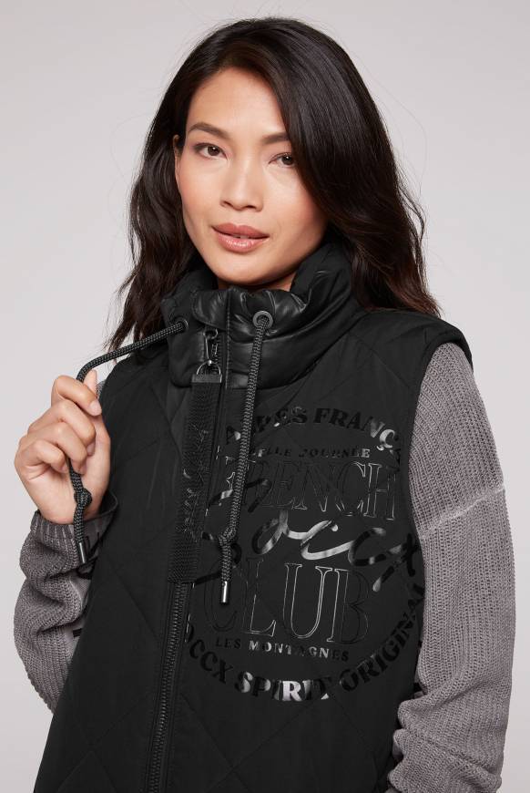 Soccx Lange Steppweste mit Shiny-Details black Begrenzt auf 3 Tage