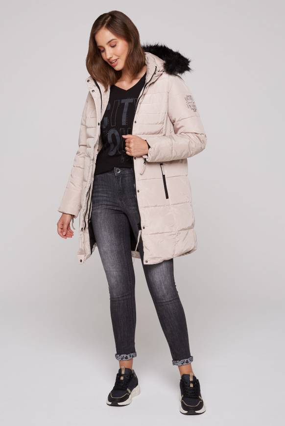 Soccx Stepp-Parka mit abtrennbarer Kapuze und Kunstfell light beige 50% Rabatt für begrenzte Zeit