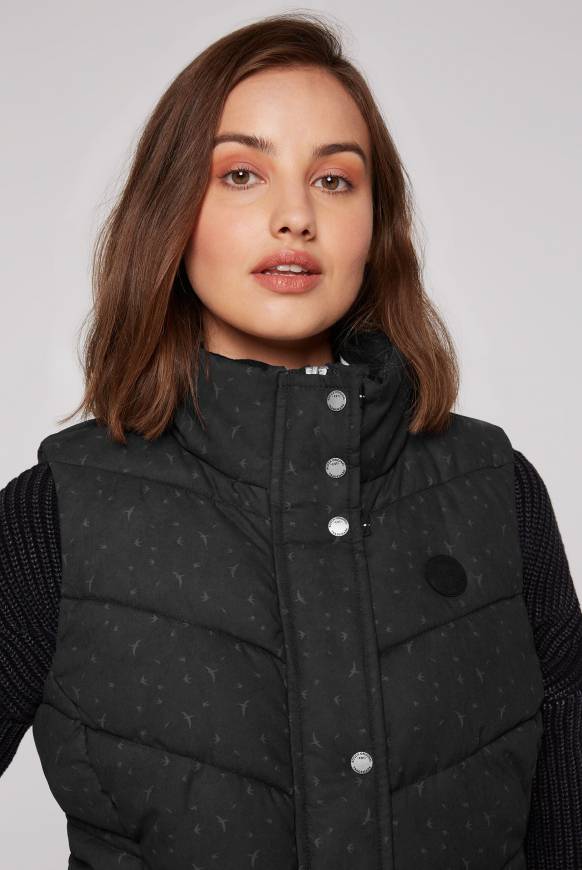 Soccx Steppweste mit filigranem All Over Print black Outlet