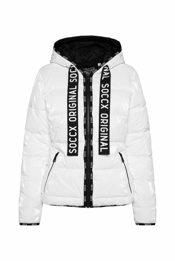 Soccx Glänzende Steppjacke mit Samt-Optik white Auslauf