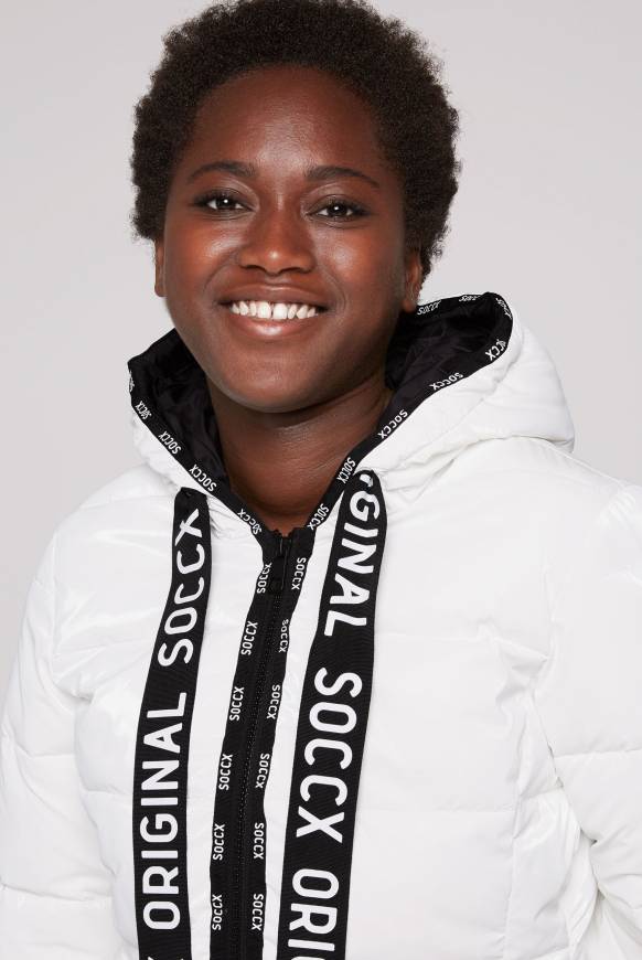 Soccx Glänzende Steppjacke mit Samt-Optik white Auslauf