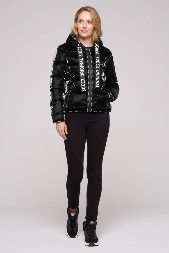 Soccx Glänzende Steppjacke mit Samt-Optik black Verkauf