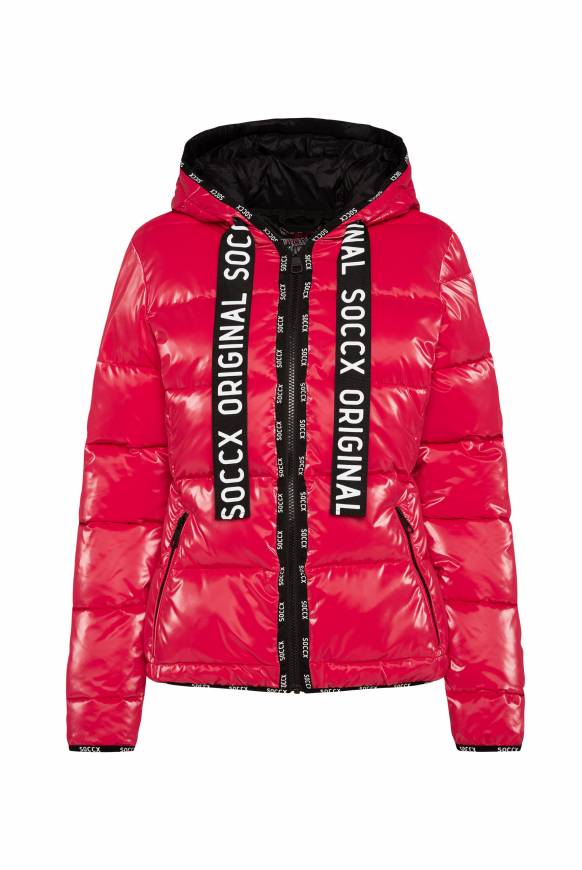 Soccx Glänzende Steppjacke mit Samt-Optik clear red Angebote